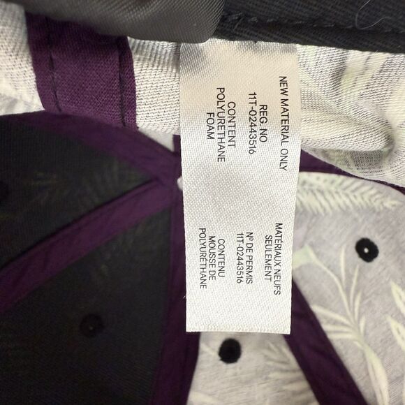 HM‎ Tropical Print Adjustable Snapback Hat Black/Purple/Green Leaf Design Unisex - Picture 9 of 10